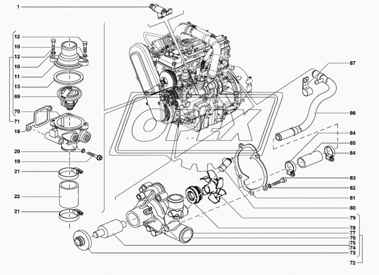 5143.1306008 Термостат с корпусом УАЗ (дв.ЗМЗ-514) 138х89; 1xd=М10х1,5/1xd=М16х1,5; 2отв.ф10 ЗМЗ